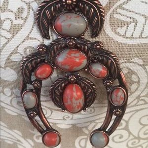 Turquoise stone western necklace set- orange